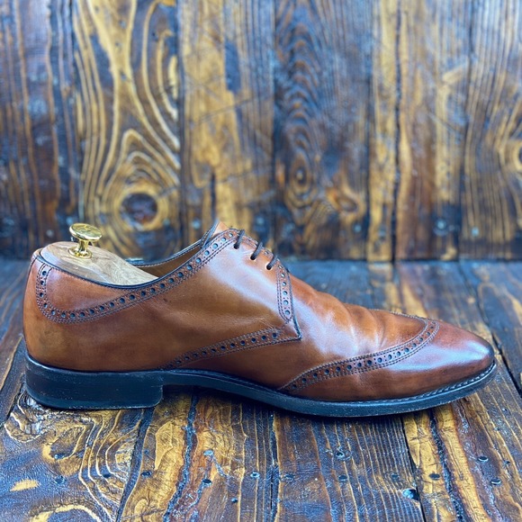 Bontoni Bespoke Men\'s Walnut Leather Derby Dress Shoe Size 13 Wide Made in Italy main image 5